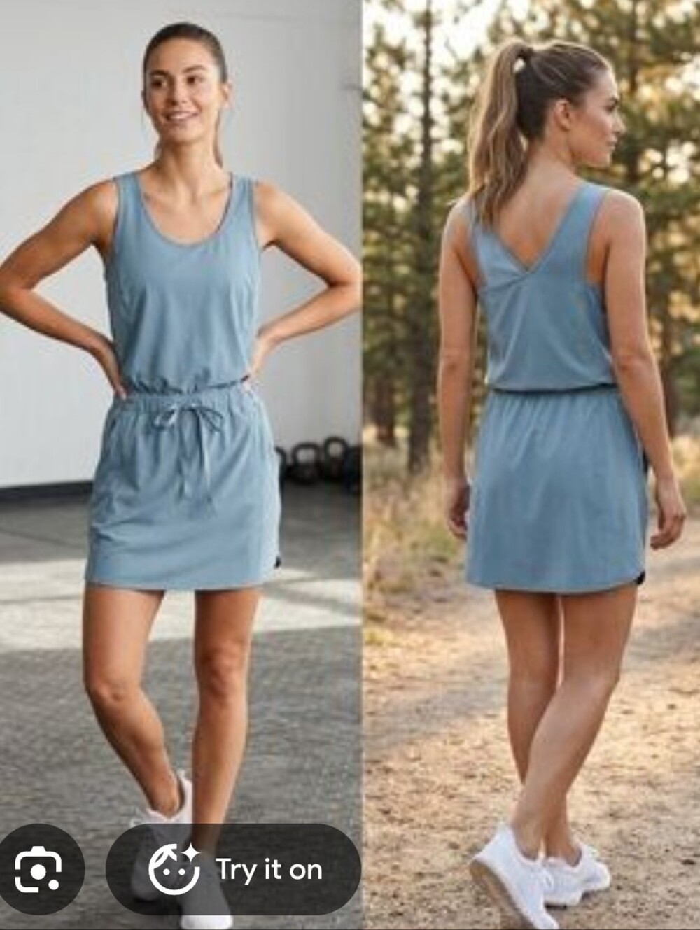 Patagonia Blue Sleeveless Drawstring Active Dress Pockets Size M Athleisure